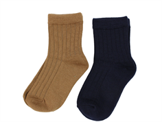 Wheat navy mix wool socks Vilde (2-pack)